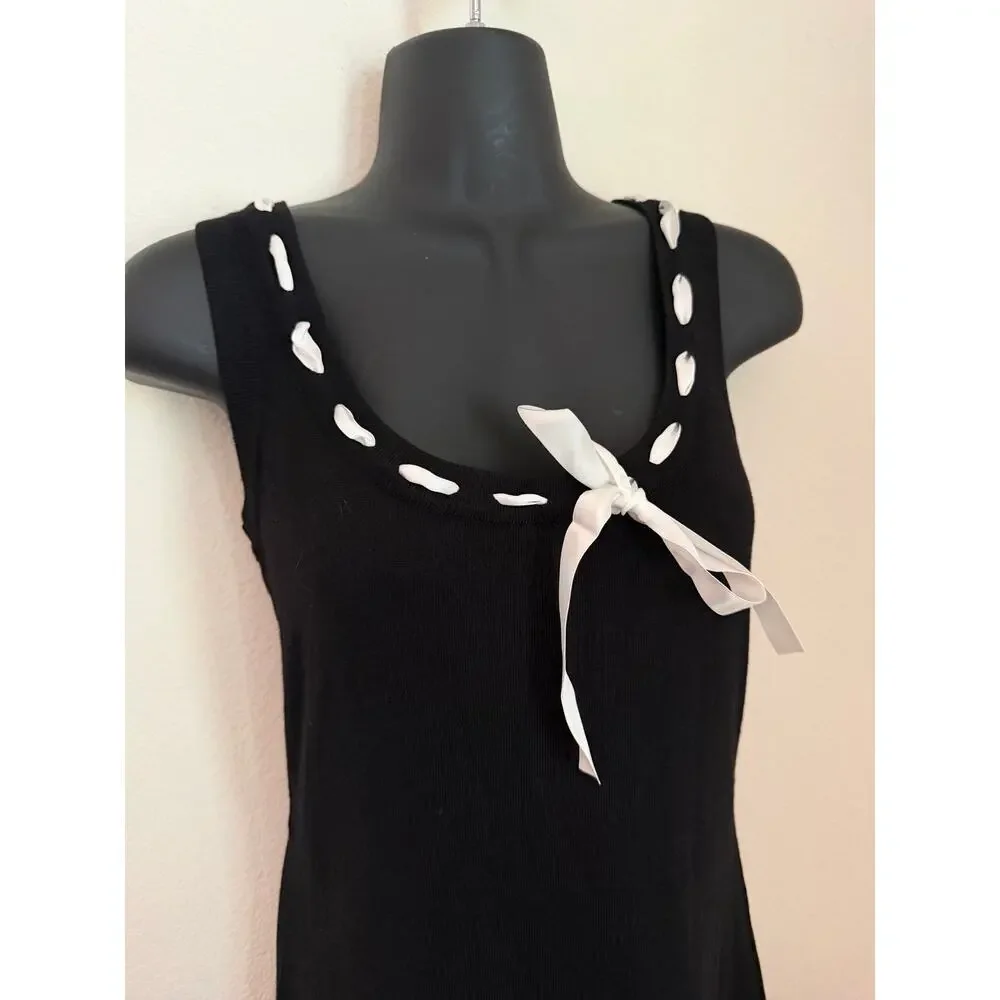 🌟 NWT Commense Black Mini Dress with Adorable White Bow Detail 🌟 - Picture 4 of 7